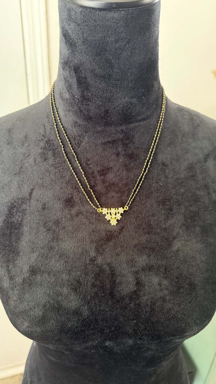 1.41 Carat Diamond 18K Yellow Gold Double Strand Mangalsutra Necklace